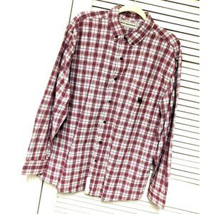 Bit And Bridle Plaid Western Shirt Men's L Red White Cotton Logo Dad Grandpa